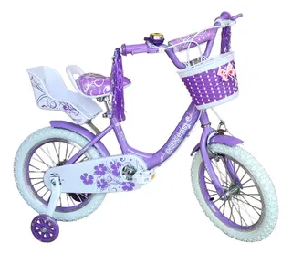Bicicleta Para Niña Rodada 16 Con Portamuñeca Y Rueditas