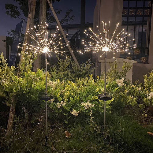 Luz Solar Jardín Lámpara Exterior Fuegos Artificiales Patio