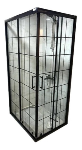  Cabina Ducha Recto 90x90 Vidrio Transparente Box Negro