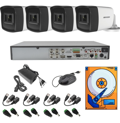 Kit Video Vigilancia 4 Cámaras Baluns Full Hd 5mp 1tb