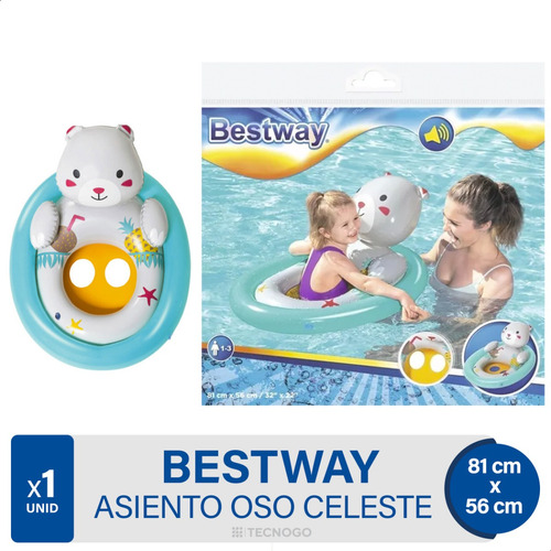 Inflable Bestway Asiento Oso Celeste Pileta - 01mercado