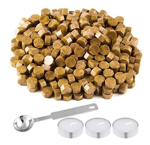 Cera Para Sello Lacrado 300piezas,3velas,1cuchara /dorado