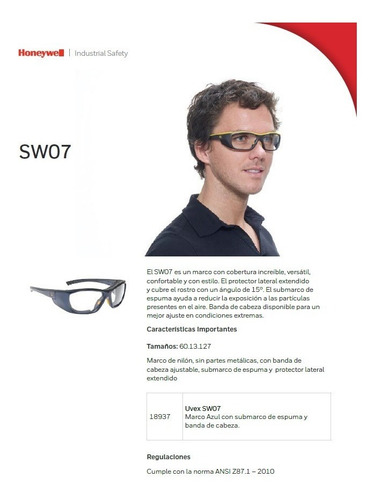 Lente De Seguridad Uvex Sw07 Graduable
