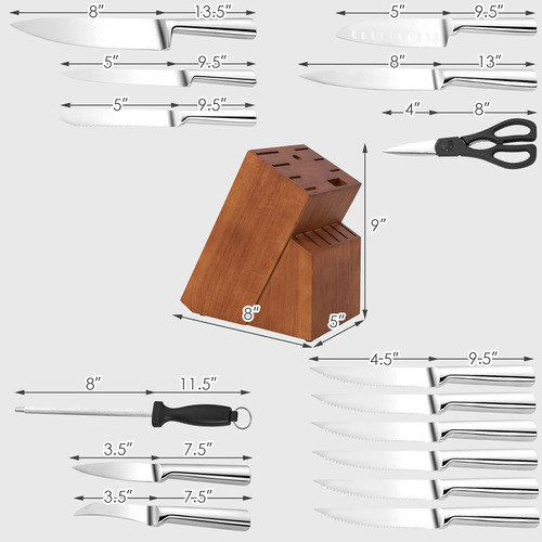 Juego De Cuchillos De Cocina, Con Bloque, Afilador Y Tijeras