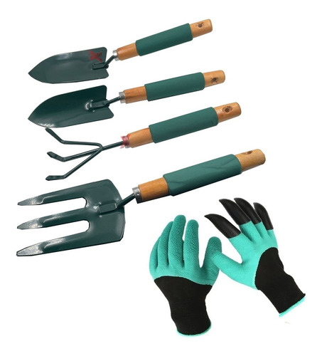 Set Jardineria Guantes Pala Rastrillo Cuidado Planta Jardin