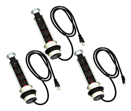 Torre 3 Tomadas Retrátil Multiplug Embutir 20a Antichoque