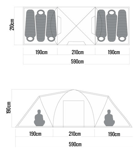 Carpa Waterdog Patagonia Pro 6 Personas Comedor Outlet Ca38 Azul