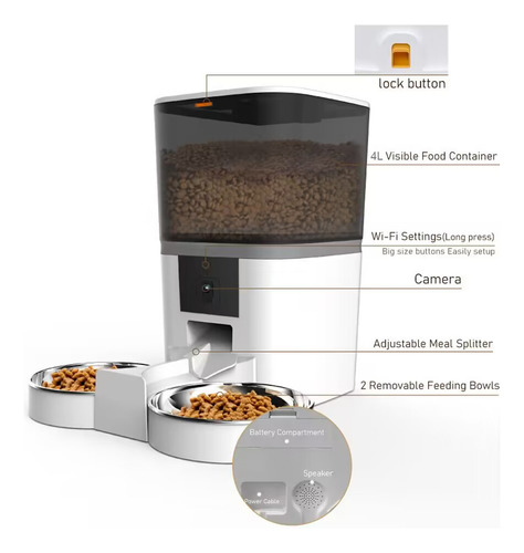 4l Com Câmera Hd, Alimentador Automático Para Animais De Est