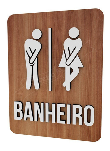 Imagem 2 de 3 de Placa Informativa Banheiro Unissex Bonequinho Restaurante