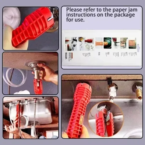 Llave Inglesa 5 En 1 Versátil Para Sanitaria, Fregadero Rojo