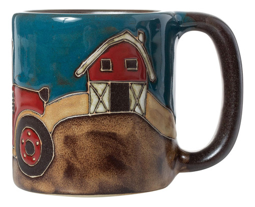 Mara Gres Granja Escena Barnyard Tractor 16oz Taza Hecha A M