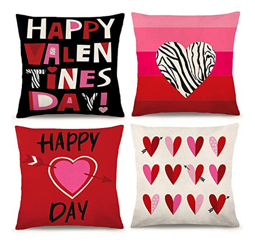 Happy Valentine's Day Pillow Cover Heart Love Pillow Ca...