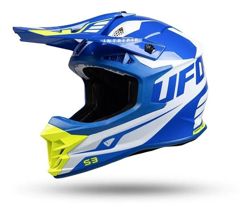 Casco Ufo Intrepid Blue, White And Neon Yellow T:s 55-56