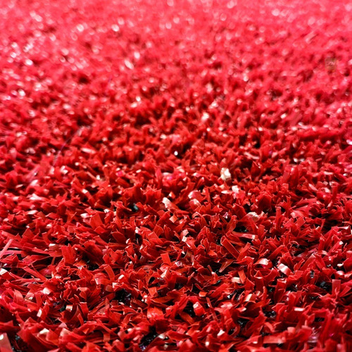 Tapete De Grama Sintética Vermelha 2x10 (20m²) - 12mm Cor Vermelho Desenho do tecido Fibrilado