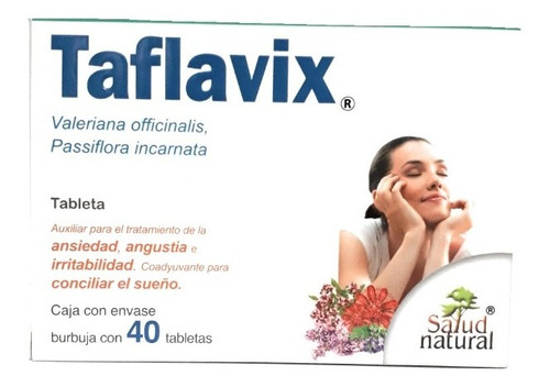 Imagen 1 de 4 de Taflavix 40 Tabs Con Valeriana Y Pasiflora (relajante) Full