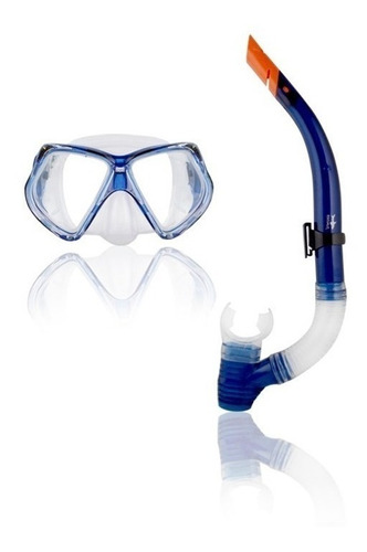 Combo Mascara Y Snorkel Escualo Modelo Expert Azul