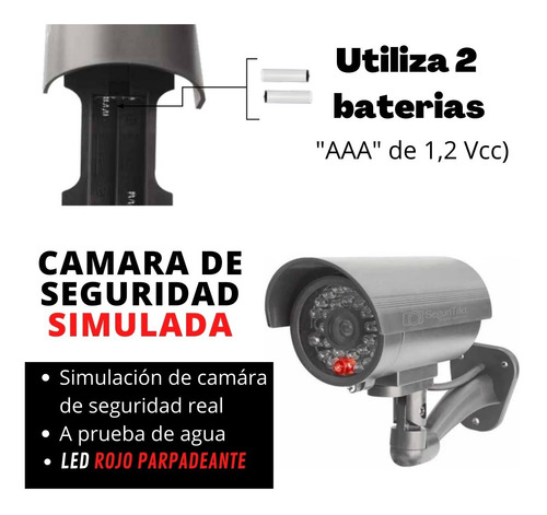 Imagen 3 de 7 de Par Camaras De Seguridad Simuladas Dummy Tipo Bala Led Rojo
