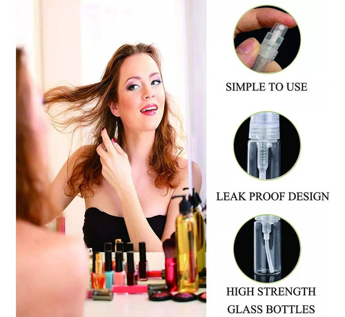 100pcs 10ml Mini Botella Spray Botella Vidrio Recargable