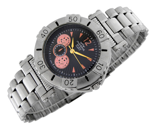 Reloj Montreal Hombre Ml1470 Malla De Acero Aro Giratorio