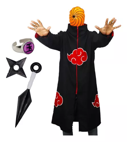 Anime Akatsuki Costume Obito Uchiha Cosplay Máscara de Manto Simulação  Desabrileira De Plástico Adereços Fantasias de Carnaval de Halloween