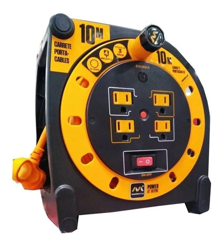 Extension Electrica Retractil Carrete 10 Mts 4 Cont Uso Rudo