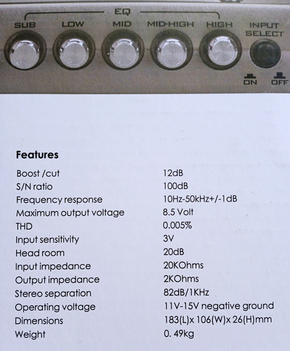 Equalizador De 5 Bandas Con Epicentro Nakamichi Ne-eq5ep.