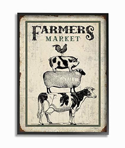 Stupell Industries Farmers Market, Estilo Vintage, Animales 