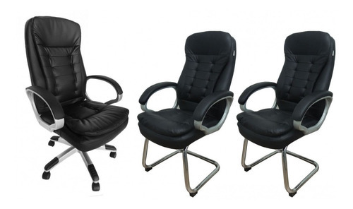 Set de 1 silla presidencial y 2 pelegrinas fijas Pel-1693H/v