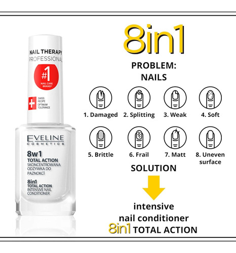 Base Endurecedor Unhas Eveline 8in1 Sem Formol