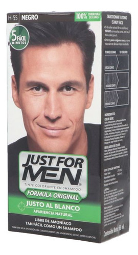 Just For Men Tinte Colorante En Shampoo Caja Con Tubo 60 Ml Negro