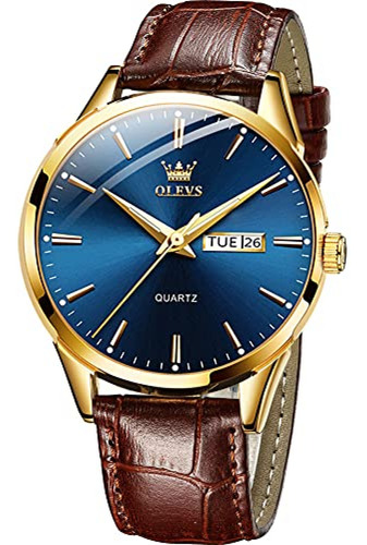 Reloj Mk Para Hombre Olevs Reloj De Cuero Azul Para Hombre,