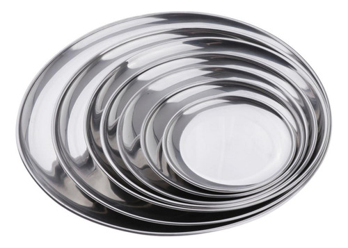4 Juego De Platos Circulares De Acero Inoxidable 4 Piezas