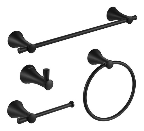 Juego De Accesorios Para Baño - Negro Mate, 4 Piezas.