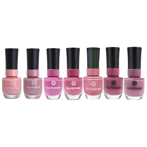 Kit 7 Tons De Esmaltes Rosa Ana Hickmann Cremoso 9ml Cor 07 Tons De Rosa