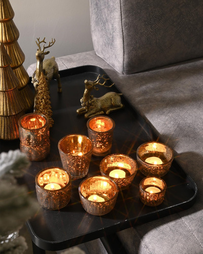 Deconación Dn 8pcs Candelador De Vidrio Mercury, Candelabros