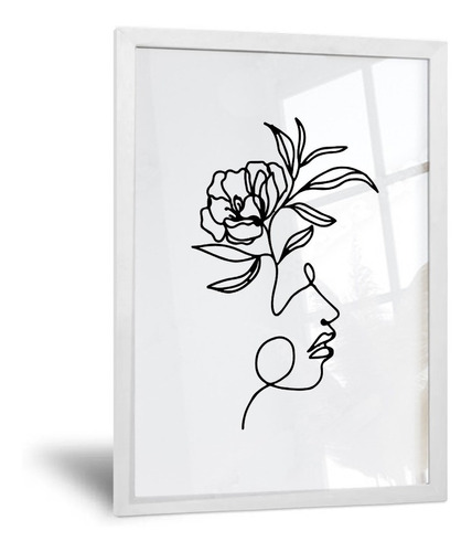 Cuadro Minimalista - Rostro Mujer Flor - 35x50 Cm