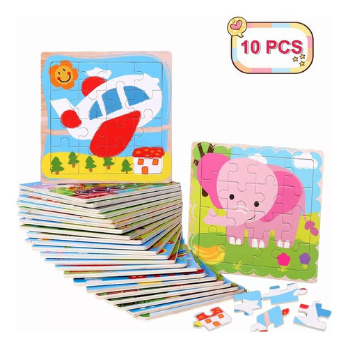   Rompecabezas Puzzles  Madera Para Niños Pack 8