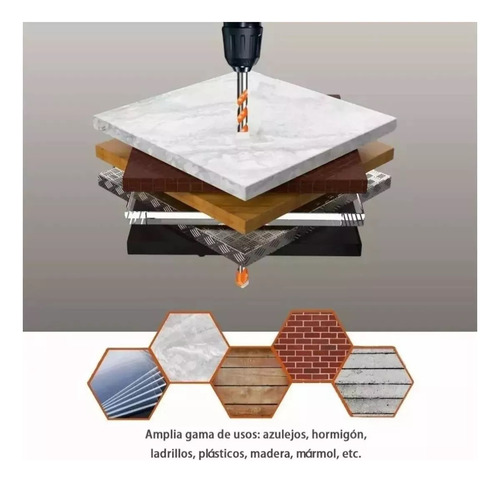 Kit De 5 Brocas Para Ceramica Metal Madera Punta Multiangulo