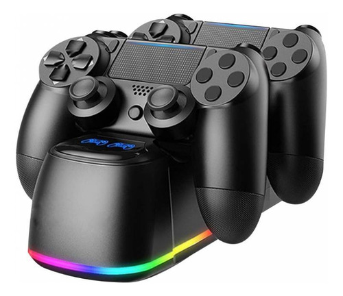 Soporte Cargador De Joystick Para P4 Slim Pro Con Luces Rgb Usb