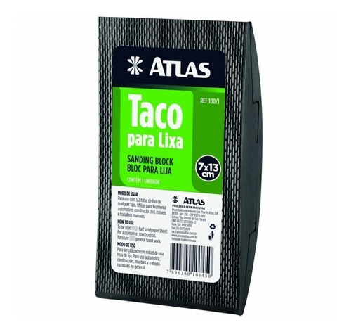Suporte Taco Para Lixa 100/1 Atlas Automotivo Constr. Civil