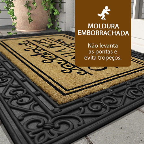 1 Tapete Porta Capacho Fibra Coco Antiderrapante 60x90 Imppt