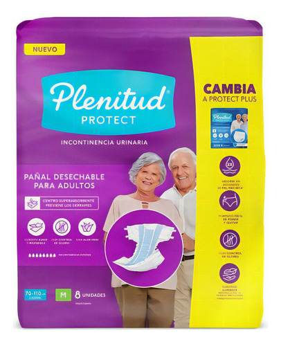 Pañales para adultos descartables Plenitud Pañal Protect M x 16 u