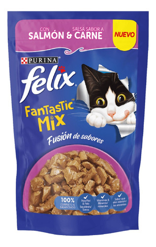 Sachet Felix Fantastic Mix Salmón/carne 85 Gr