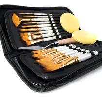 Comprar Artify Art Supplies Juego De 15 Pinceles Para Pintura Acrílica Al Óleo Y Acuarela, Incluye Estuche De Transporte Desplegable Con Cuchillo De Paleta Y 2 Esponjas