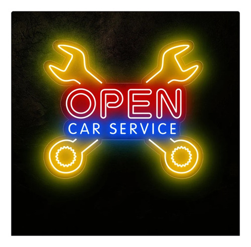 Letrero Led Neon Open Abierto Mecanico Ancho70cm Luminoso