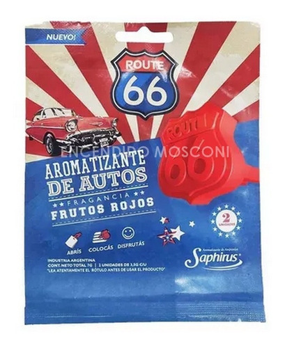 Perfume Route 66 Fragancia Aromatizante Para Auto Pack X2 