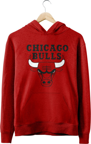  Buzo Canguro Nba Chicago Bulls Logo Completo Rojo