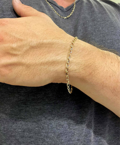 Pulseira Elos Pe Em Ouro 10k Maciço 18cm