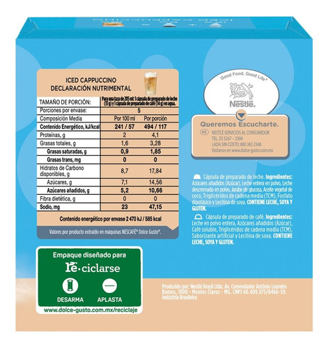 Cápsula De Café Dolce Gusto Iced Cappuccino 135g Nescafé