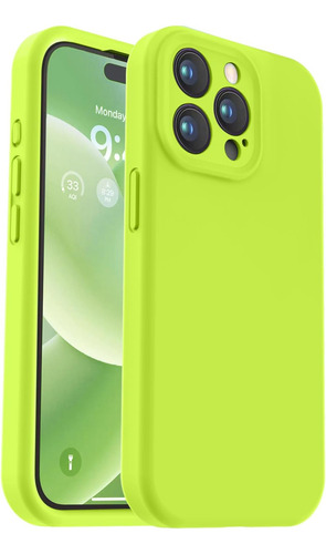 Funda De Silicona Liquida Para iPhone 15 Pro Max -verde Fluo